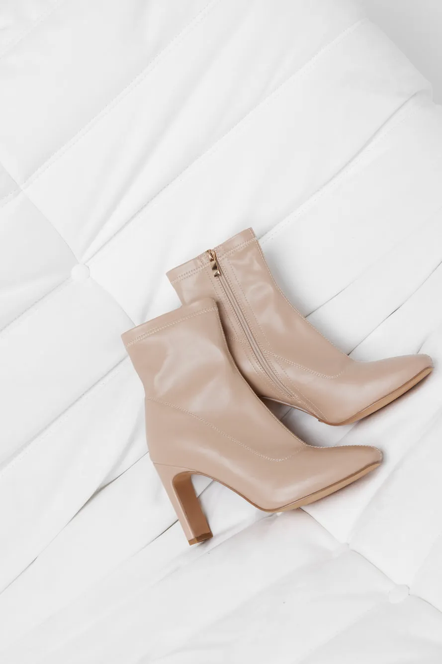 HELLO MOLLY Winter Spotlight Sock Ankle Boots Nude PU sold by Hello Molly product image thumbnail 4