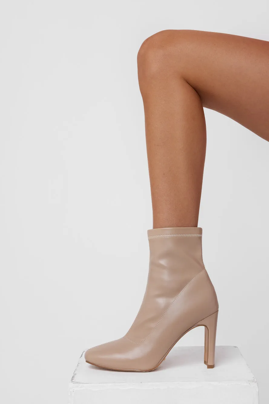 HELLO MOLLY Winter Spotlight Sock Ankle Boots Nude PU sold by Hello Molly product image thumbnail 3
