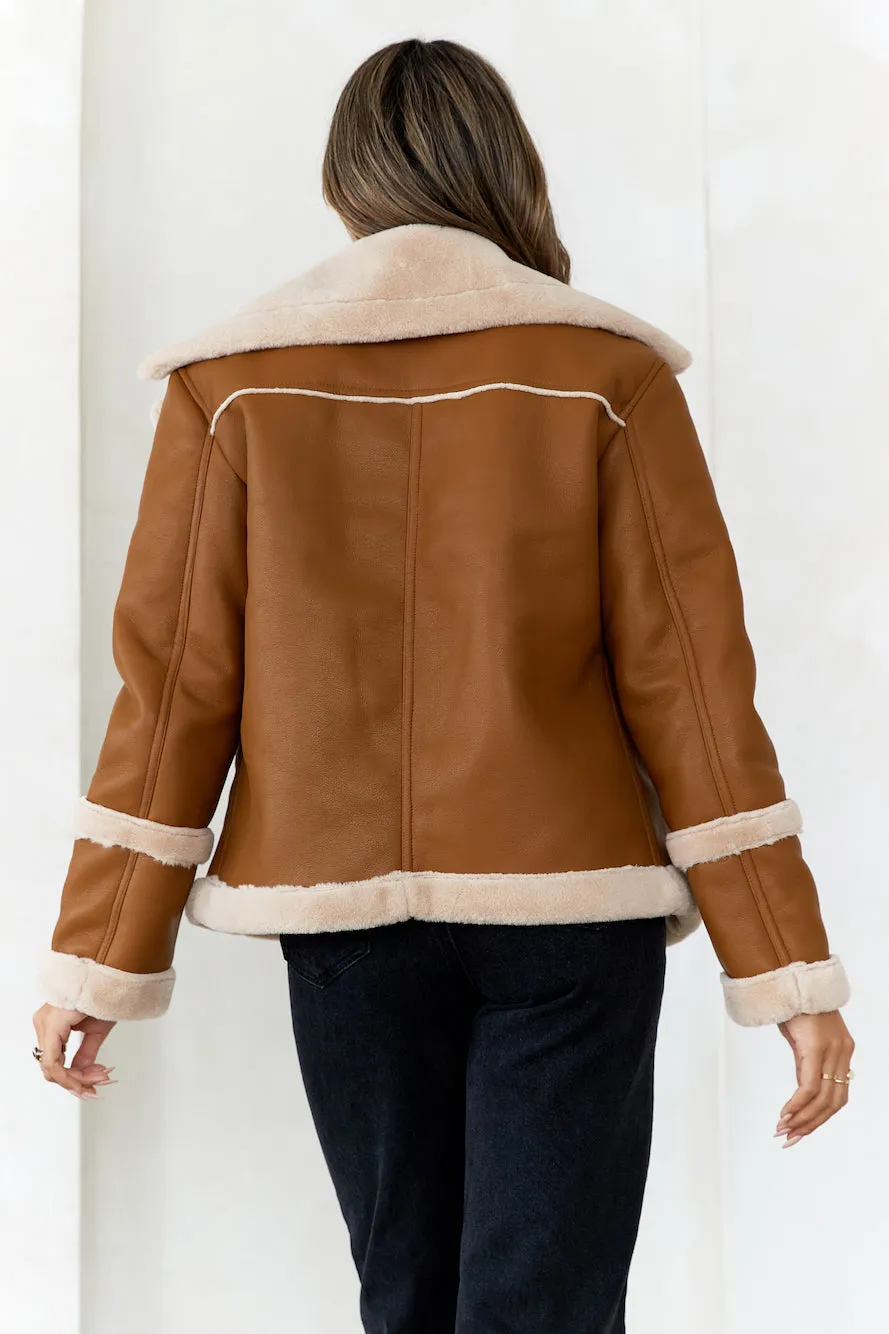 Hot Cocoa Faux Leather Jacket Brown sold by Hello Molly product image thumbnail 5