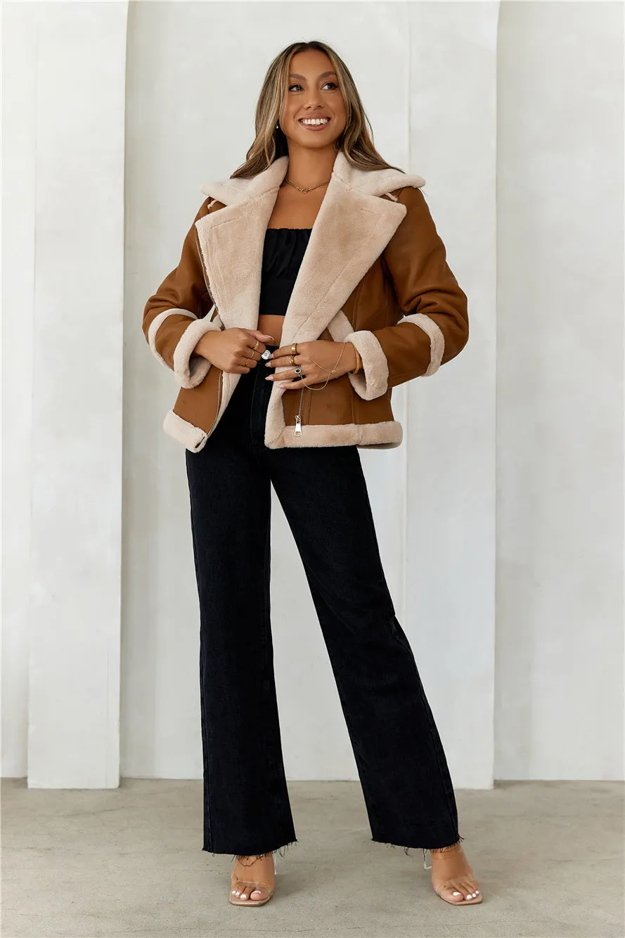 Hot Cocoa Faux Leather Jacket Brown sold by Hello Molly product image thumbnail 3