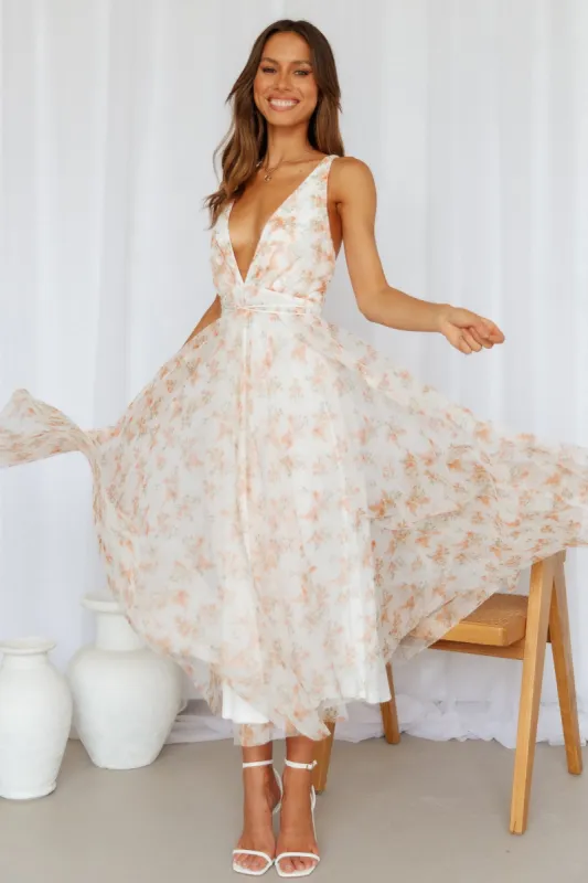 Fly With Me Girl Midi Dress Tangerine sold by Hello Molly