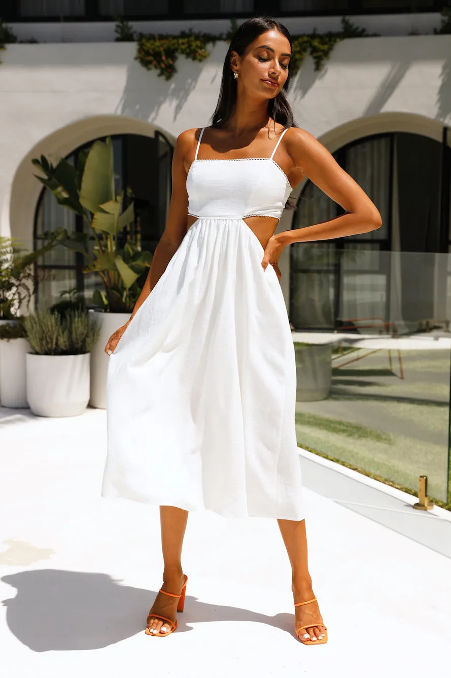 Lovely Ride Midi Dress White sold by Hello Molly