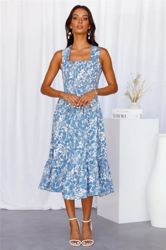 Flourishin Babe Midi Dress Blue sold by Hello Molly