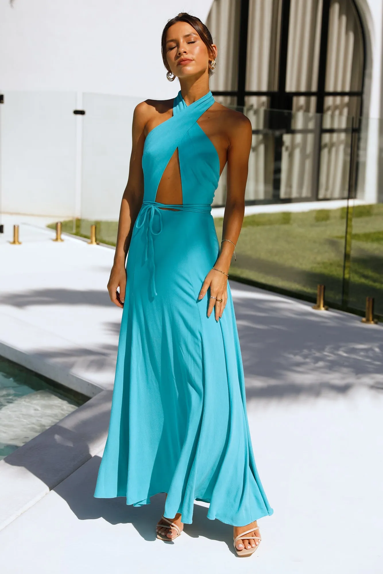 Vast Oceans Maxi Dress Aqua sold by Hello Molly