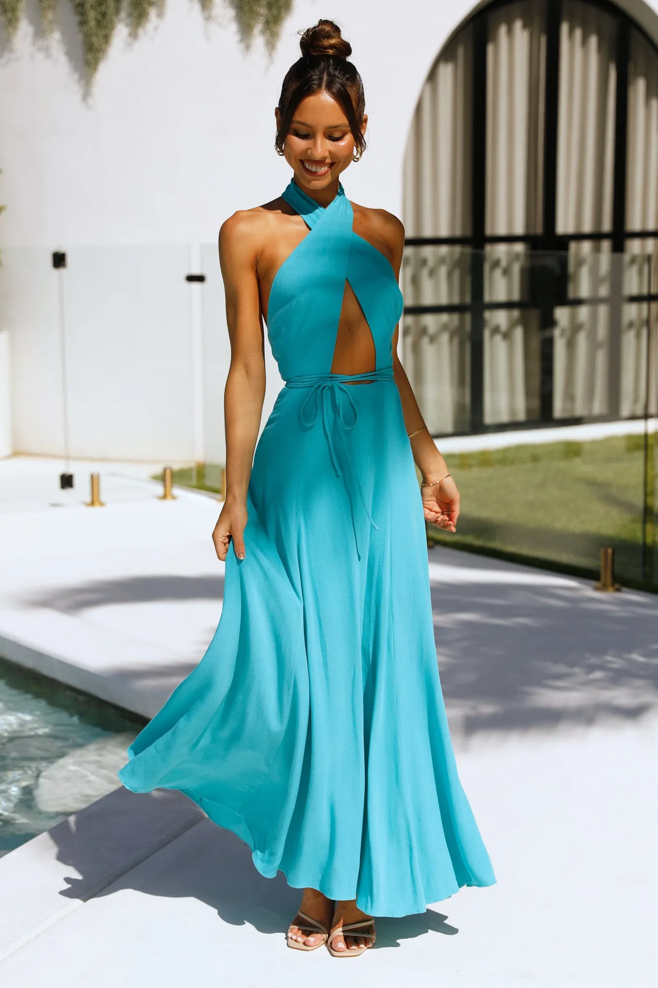 Vast Oceans Maxi Dress Aqua sold by Hello Molly product image thumbnail 3