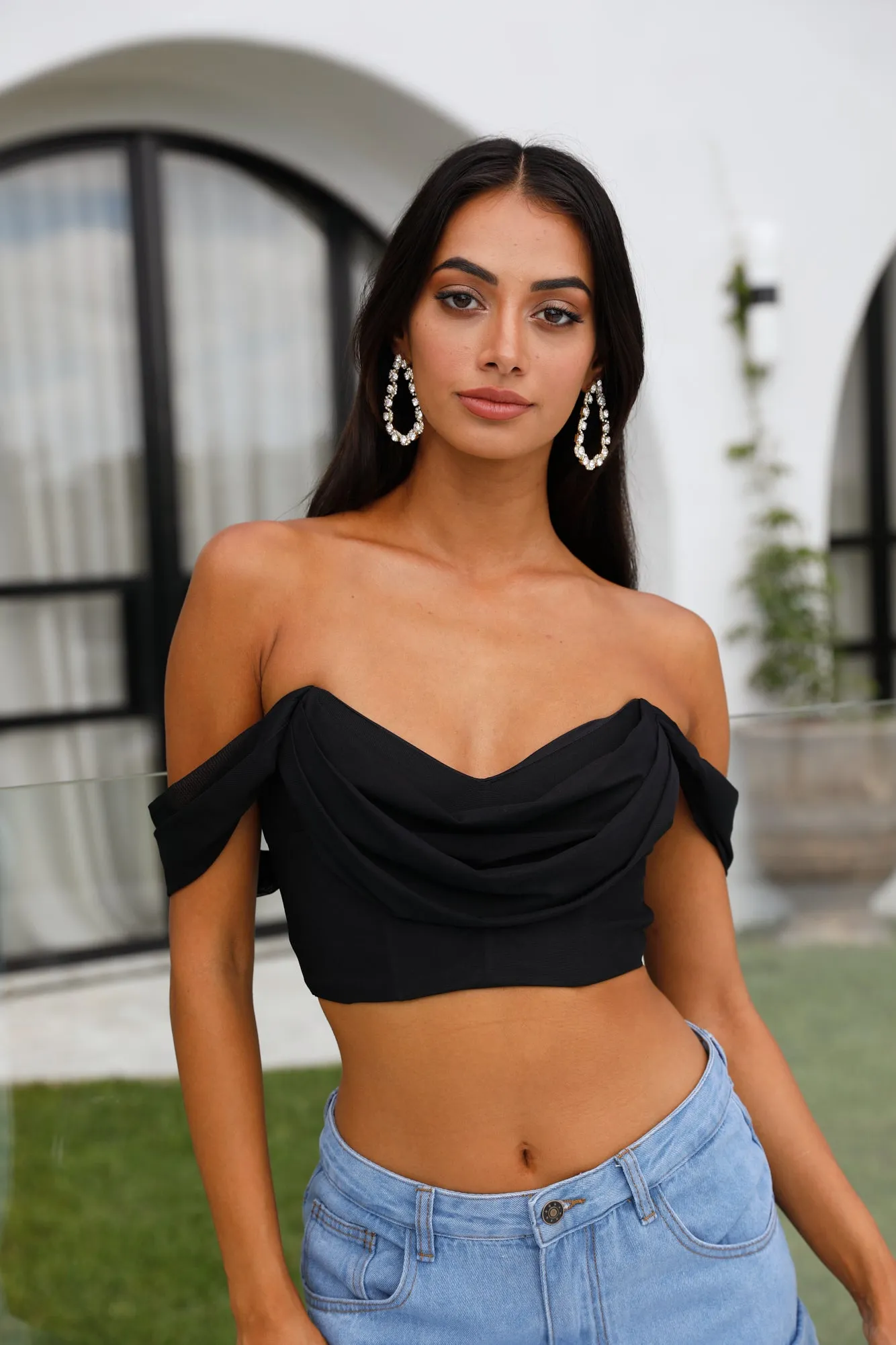 Swipe The Worries Crop Black sold by Hello Molly