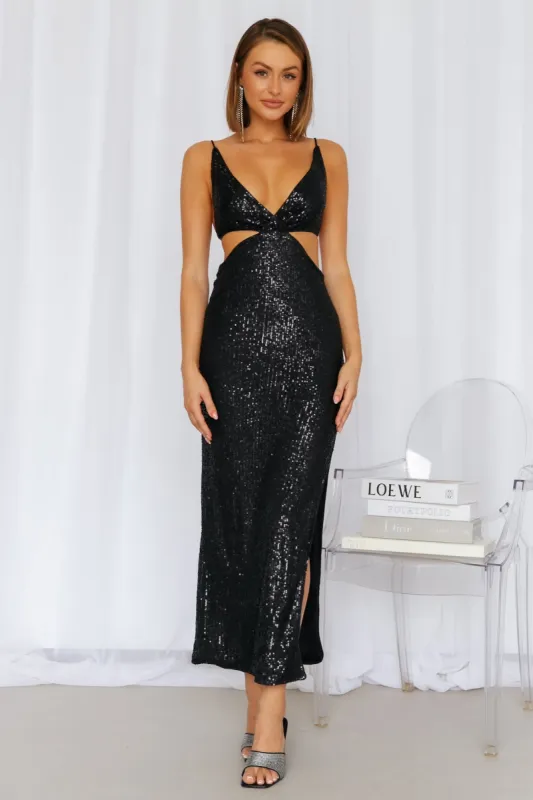 Create The Spell Midi Dress Black Sequin sold by Hello Molly
