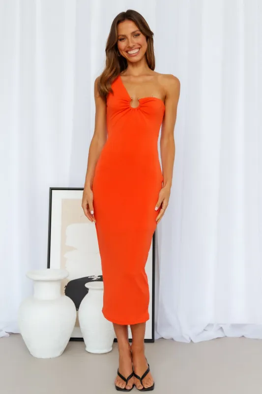 Snapping On Beat Midi Dress Orange sold by Hello Molly
