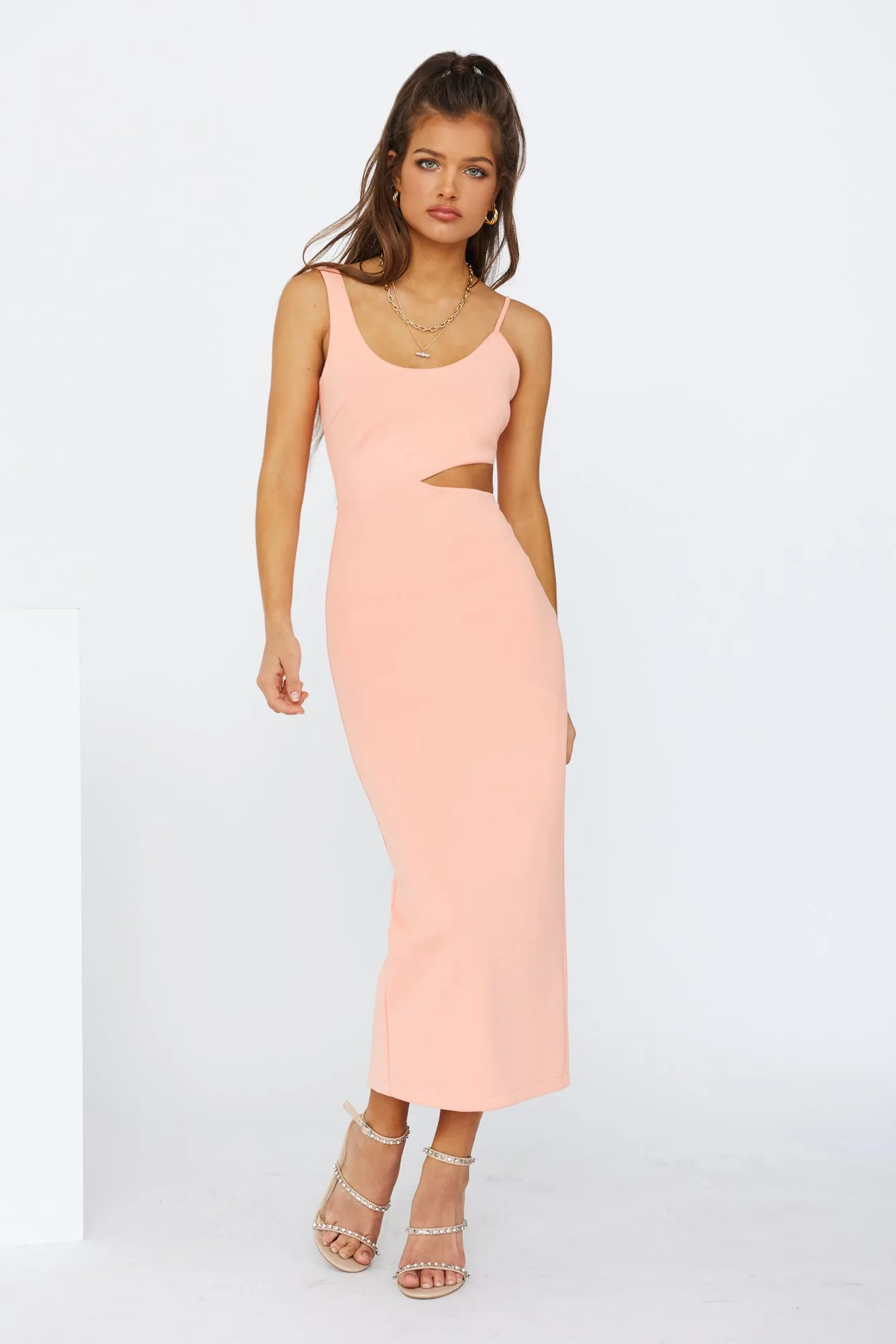 Sweet Lines Midi Dress Apricot sold by Hello Molly product image thumbnail 3