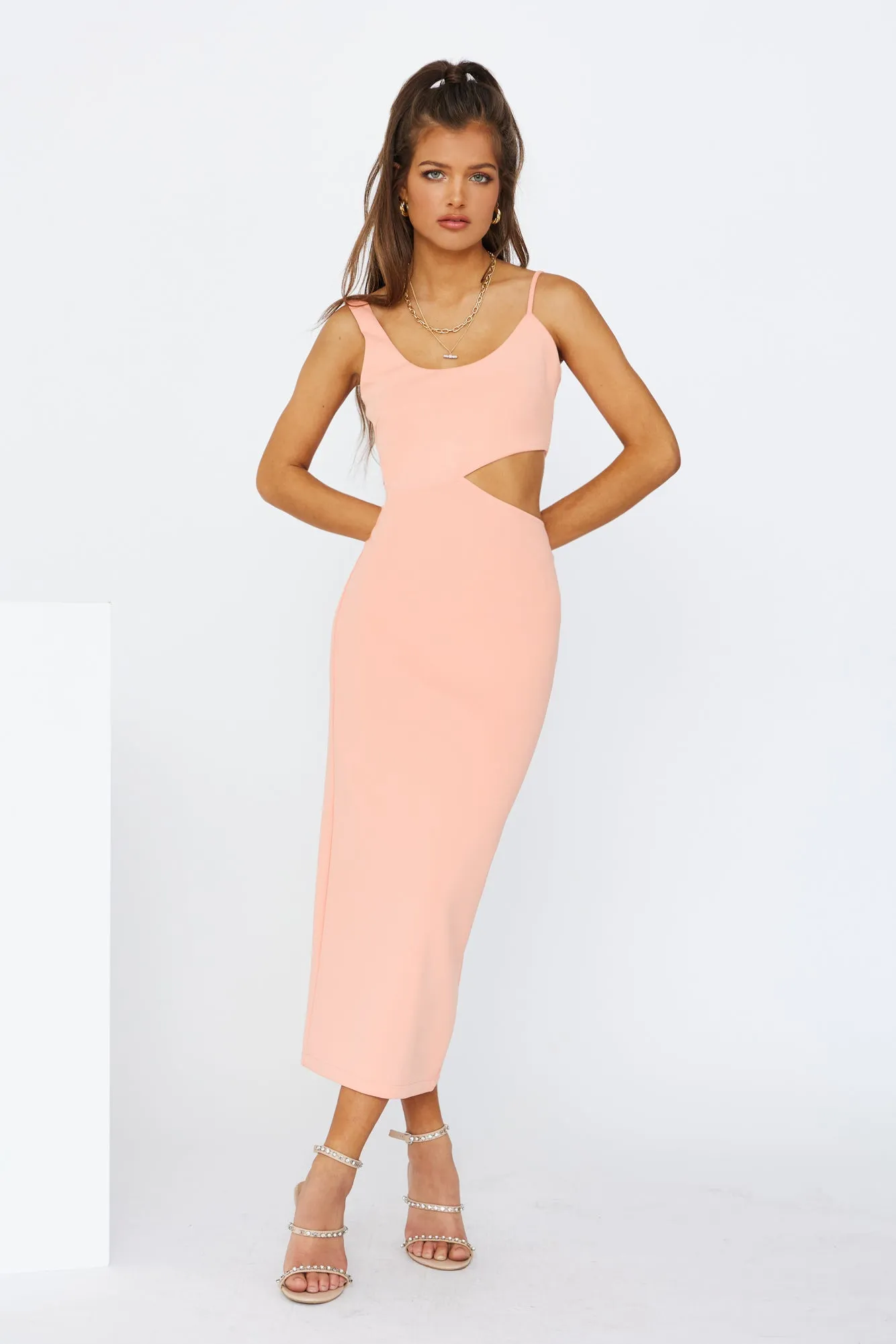 Sweet Lines Midi Dress Apricot sold by Hello Molly product image thumbnail 4