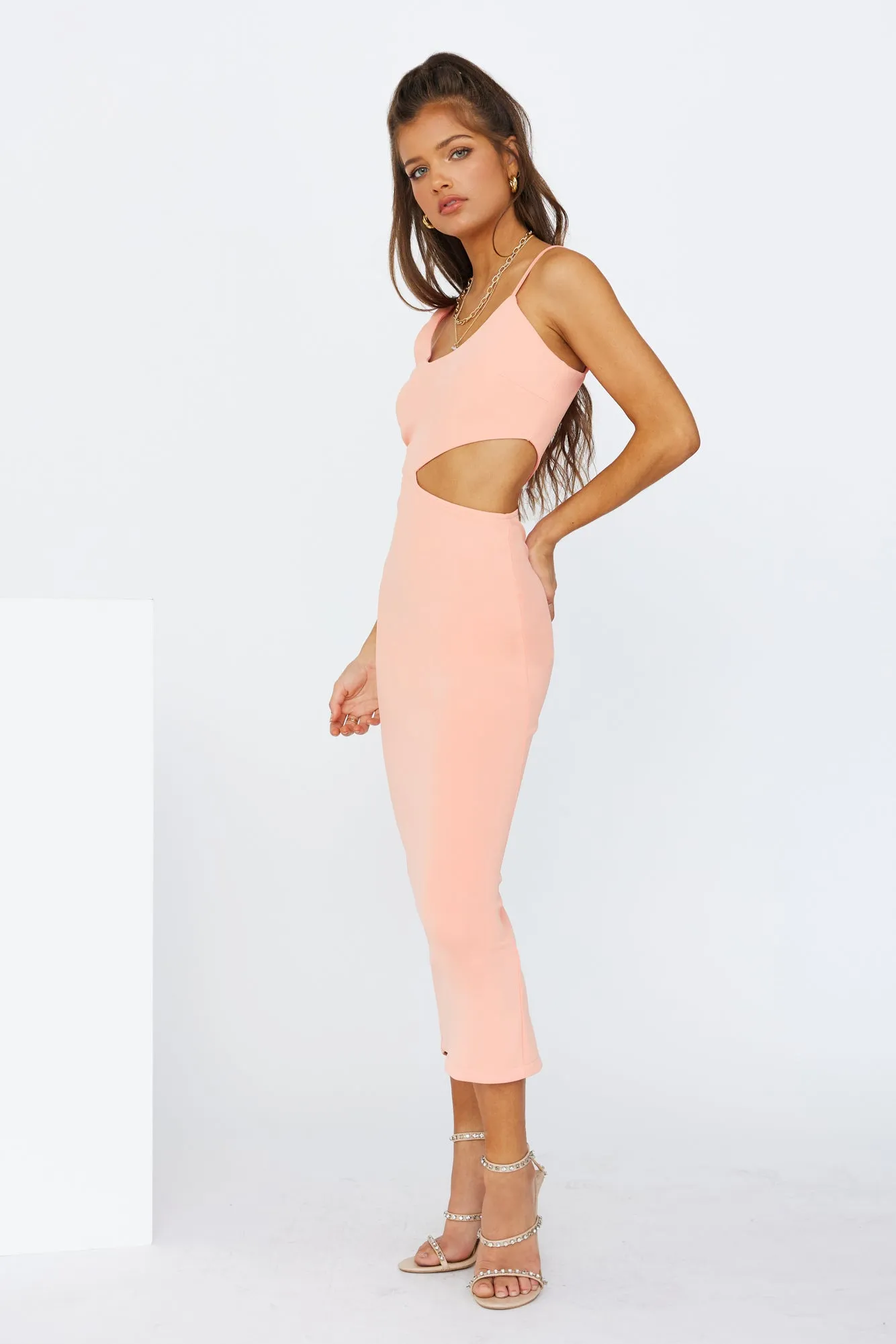 Sweet Lines Midi Dress Apricot sold by Hello Molly product image thumbnail 2