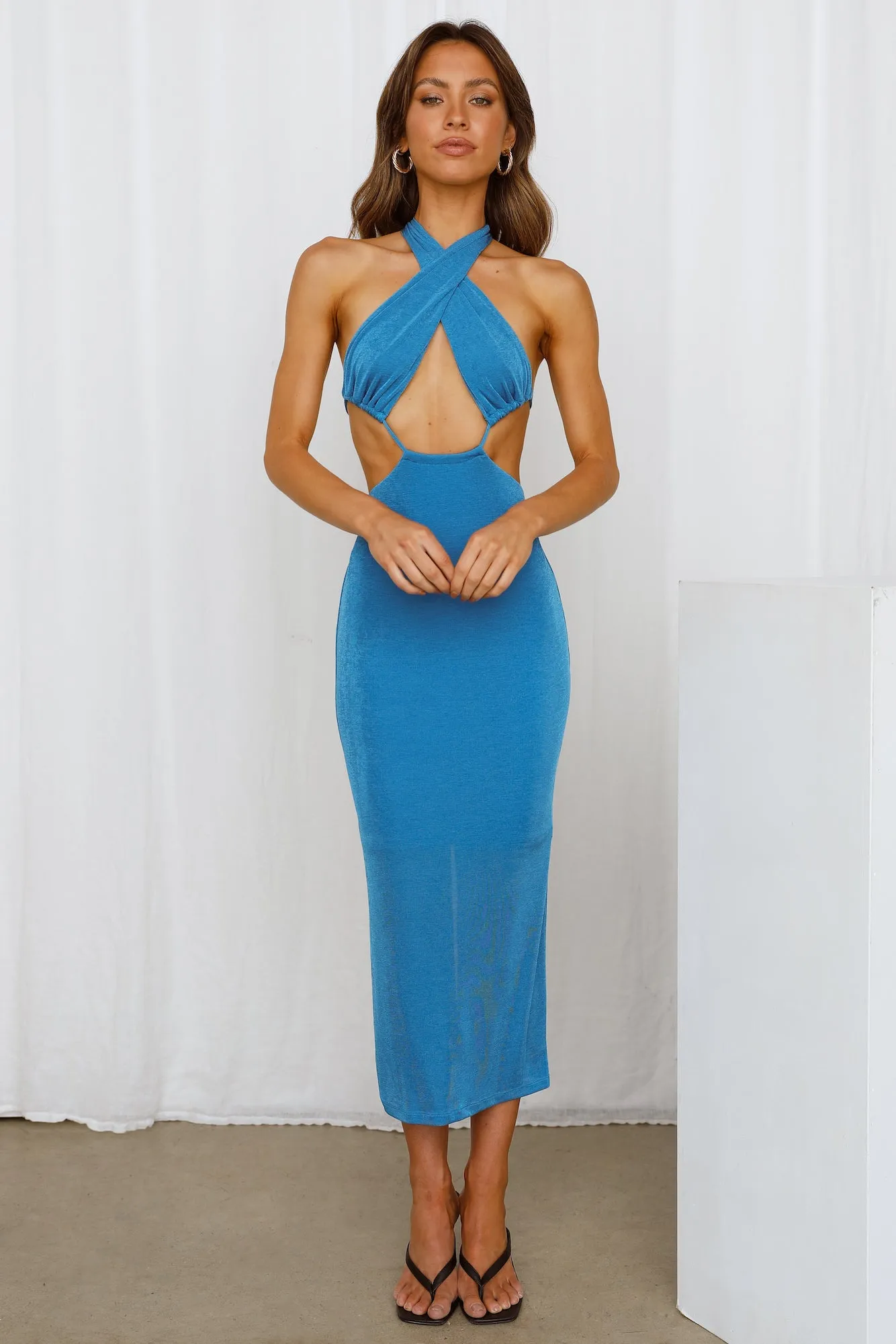 Genie Glimmer Midi Dress Blue sold by Hello Molly