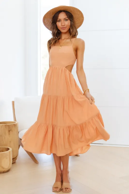 Boho Vibes Midi Dress Orange sold by Hello Molly