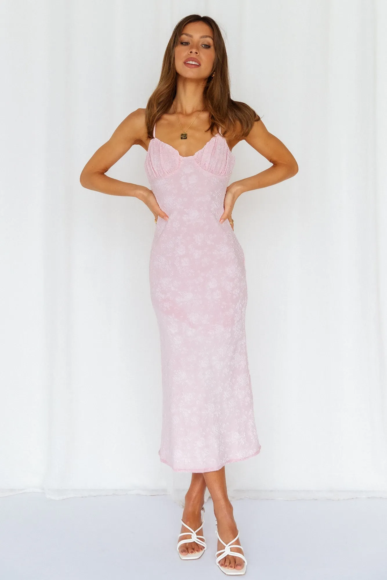 Sunbathing Sunflower Midi Dresses Pink sold by Hello Molly