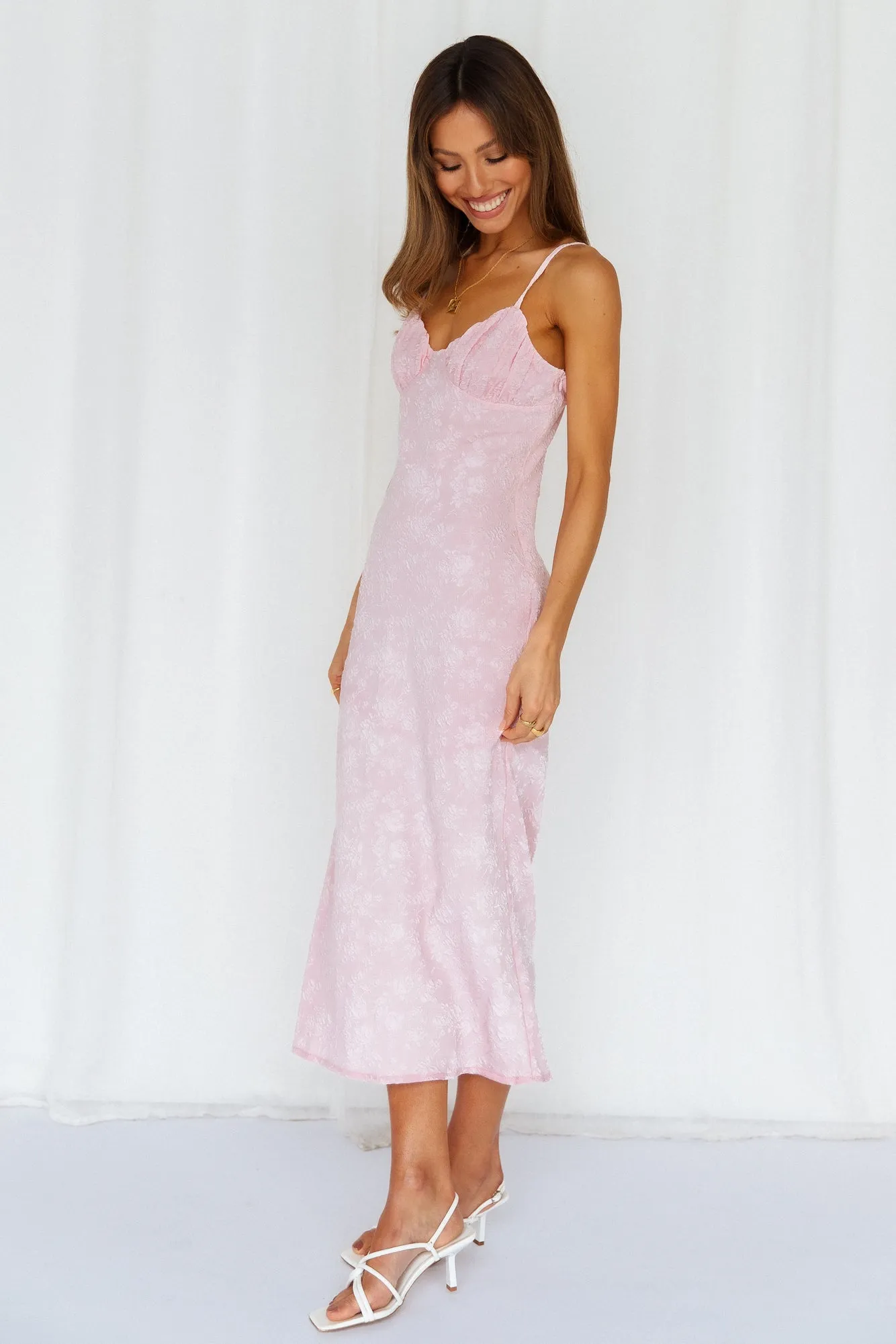 Sunbathing Sunflower Midi Dresses Pink sold by Hello Molly product image thumbnail 5