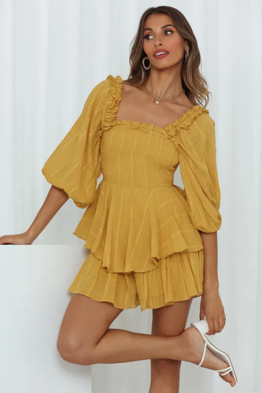 Reflect On Me Romper Mustard sold by Hello Molly