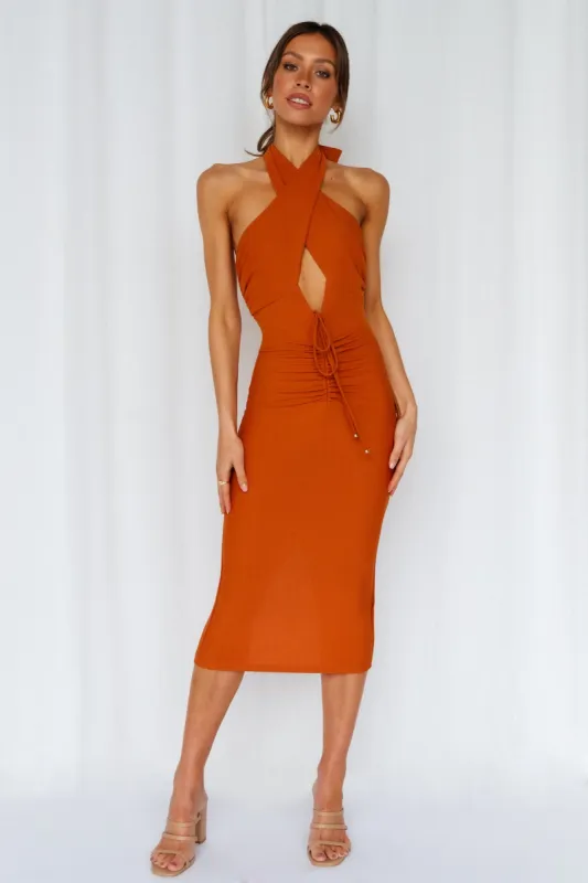 TV On The Weekend Midi Dress Rust sold by Hello Molly