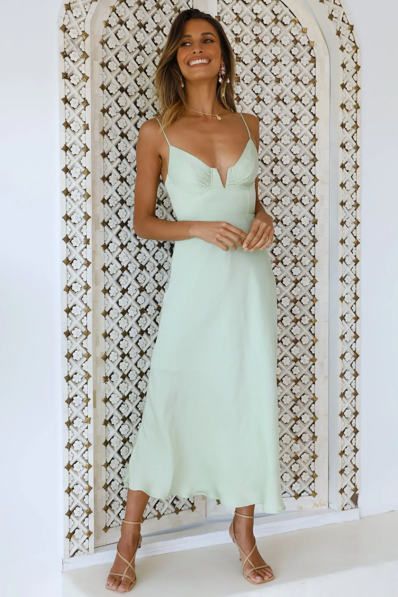 Private Kiss Midi Dress Avocado sold by Hello Molly product image thumbnail 3