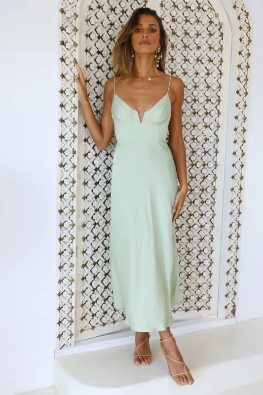 Private Kiss Midi Dress Avocado sold by Hello Molly