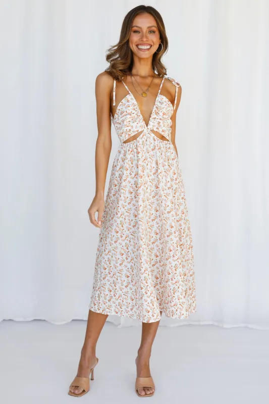 Simple And Sweet Midi Dress Orange sold by Hello Molly