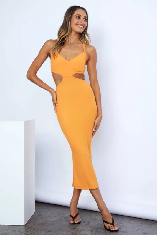 Isabelle Midi Dress Orange sold by Hello Molly