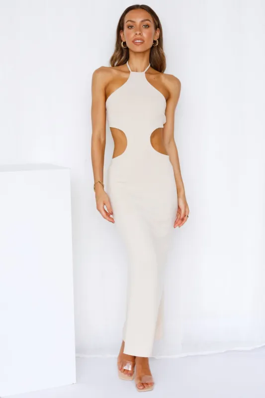 Falling Through Maxi Dress Beige sold by Hello Molly