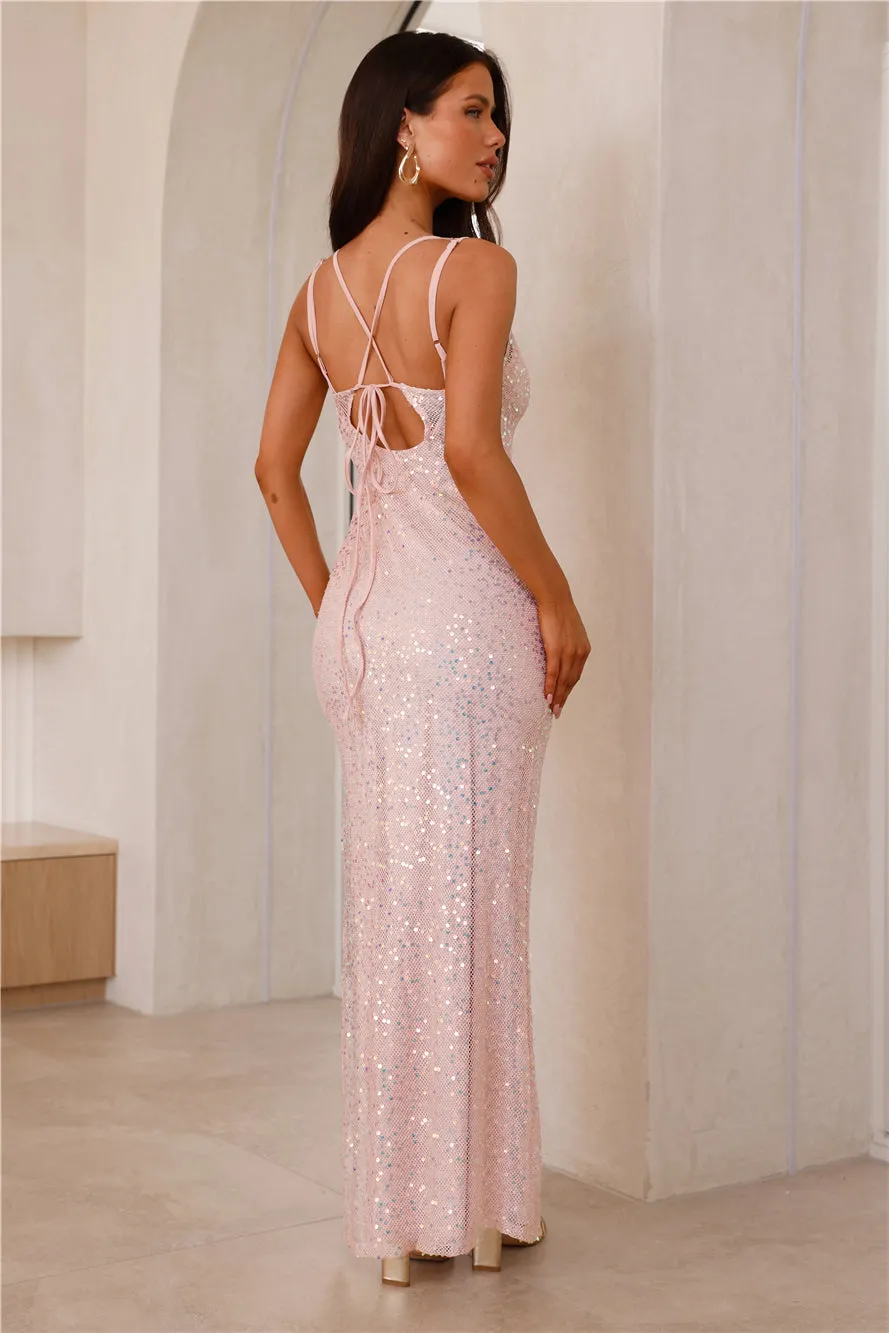 Glittering Magic Sequin Maxi Dress Pink sold by Hello Molly product image thumbnail 4
