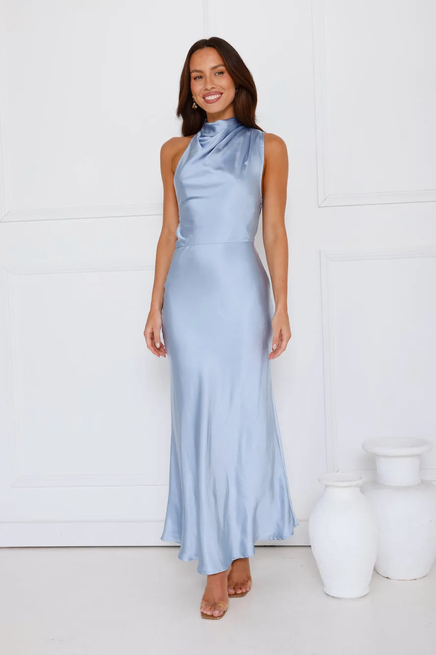 Formal Luxe Satin Maxi Dress Blue sold by Hello Molly