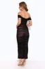 Power Moves Off Shoulder Mesh Maxi Dress Black sold by Hello Molly