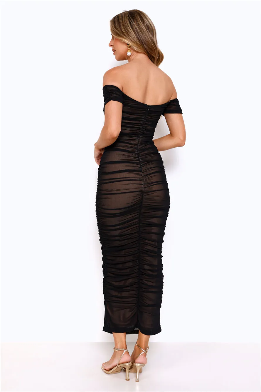 Power Moves Off Shoulder Mesh Maxi Dress Black sold by Hello Molly product image thumbnail 4