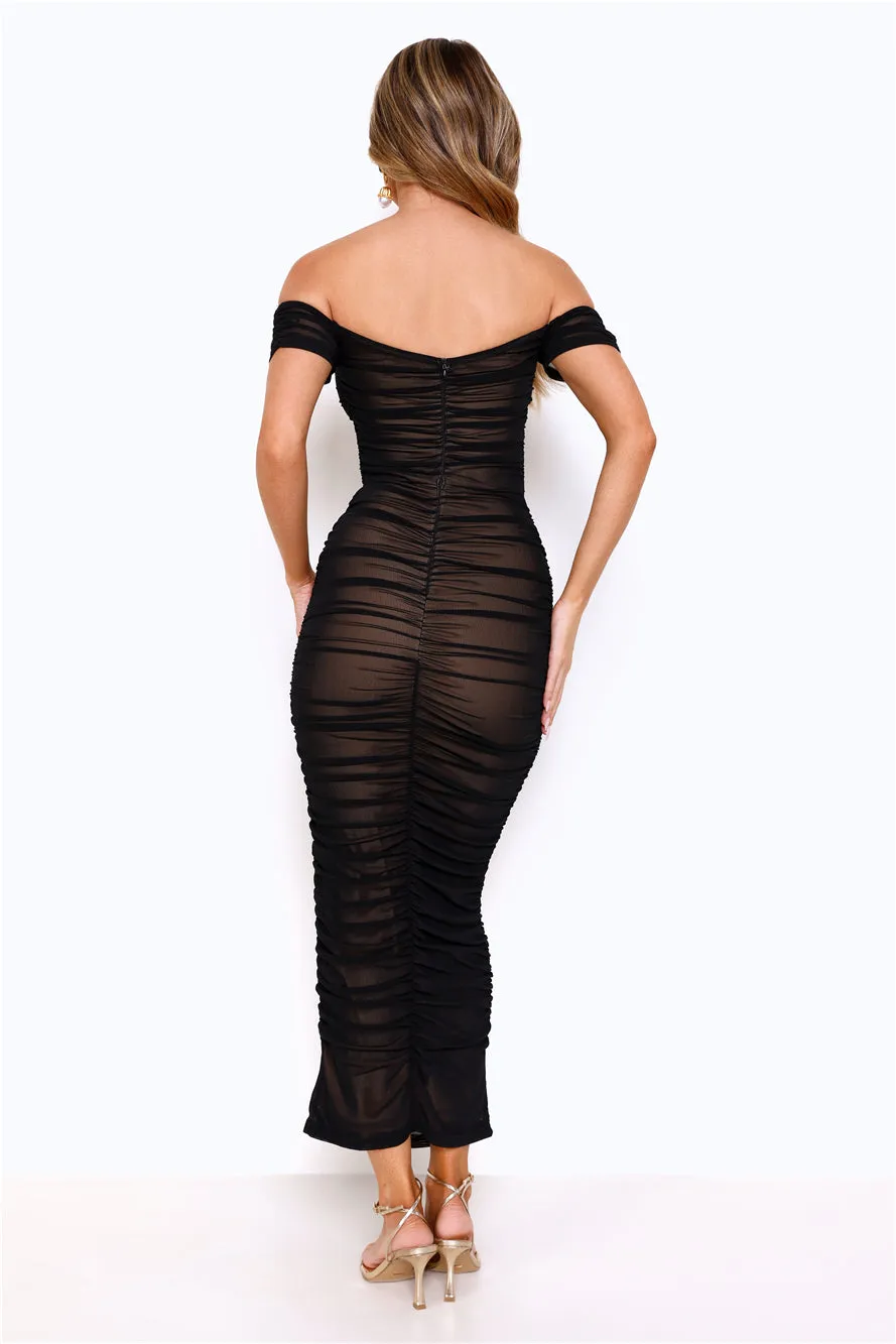 Power Moves Off Shoulder Mesh Maxi Dress Black sold by Hello Molly product image thumbnail 5