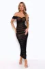Power Moves Off Shoulder Mesh Maxi Dress Black sold by Hello Molly