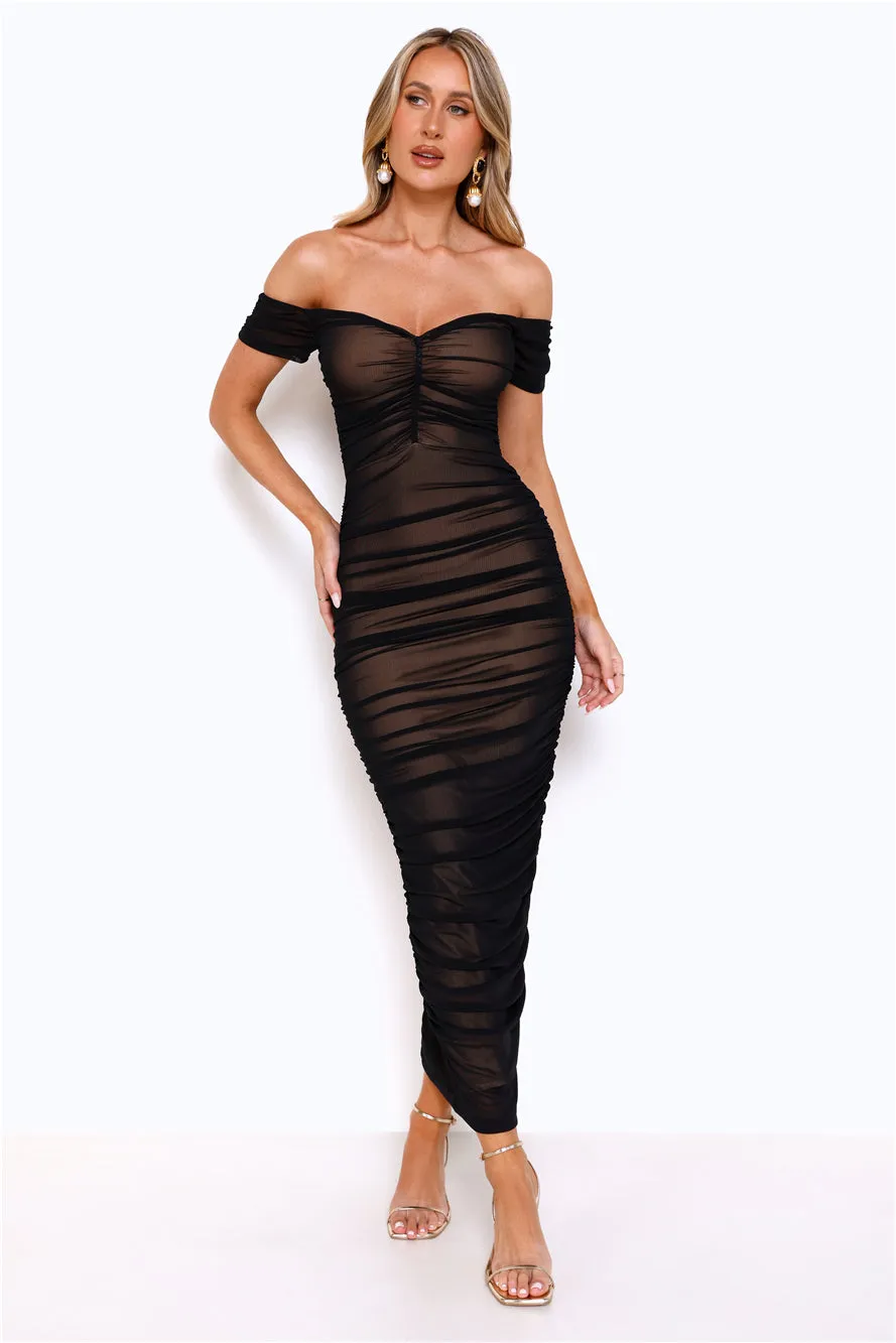 Power Moves Off Shoulder Mesh Maxi Dress Black sold by Hello Molly product image thumbnail 3