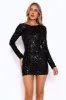 Formal Sparkle Long Sleeve Sequin Mini Dress Black sold by Hello Molly