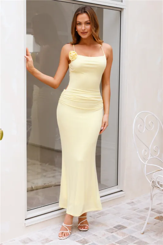 Sleek Nighttime Maxi Dress Yellow sold by Hello Molly