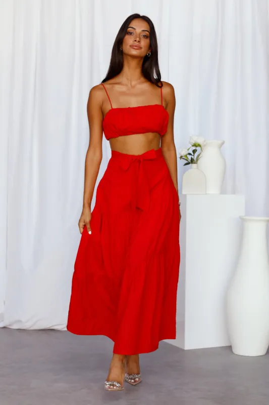 Our World Maxi Skirt Red sold by Hello Molly