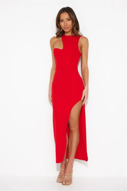Girl In The Shadow Midi Dress Red sold by Hello Molly