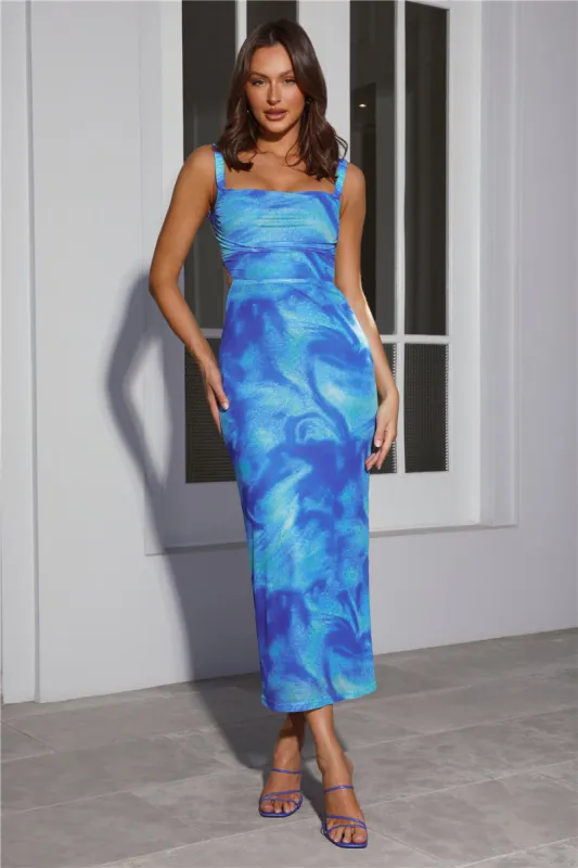 Happiness With You Mesh Maxi Dress Blue sold by Hello Molly