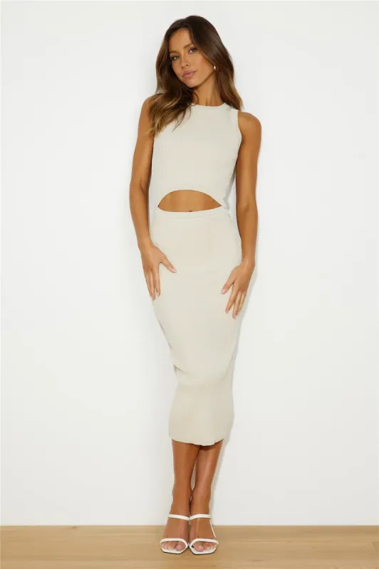 Styled On You Ribbed Midi Dress Beige sold by Hello Molly