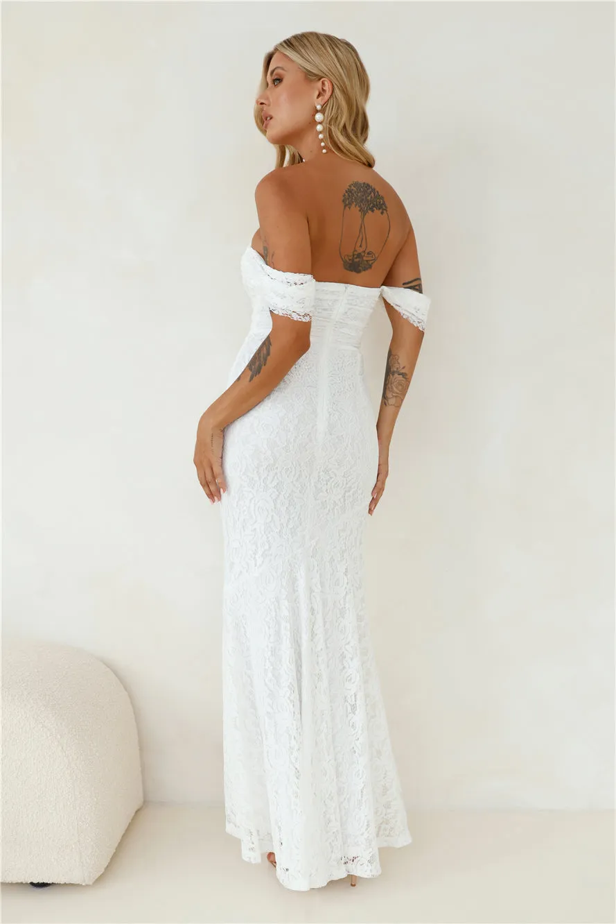 One To Want Off Shoulder Lace Maxi Dress White sold by Hello Molly product image thumbnail 5