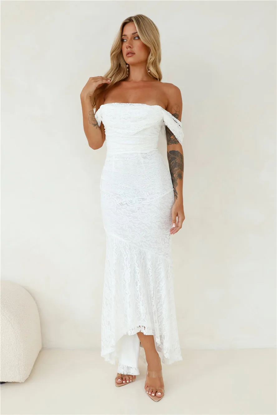 One To Want Off Shoulder Lace Maxi Dress White sold by Hello Molly product image thumbnail 3