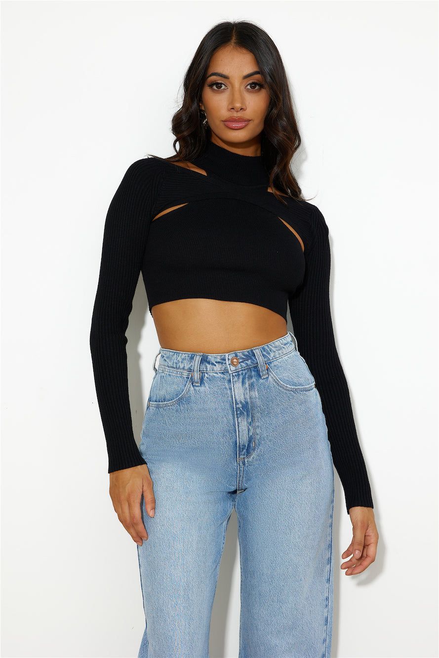 In Or Out Knit Crop Top Black sold by Hello Molly product image thumbnail 4