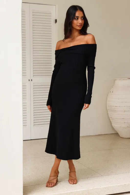 Unfolding Adventure Midi Dress Black sold by Hello Molly