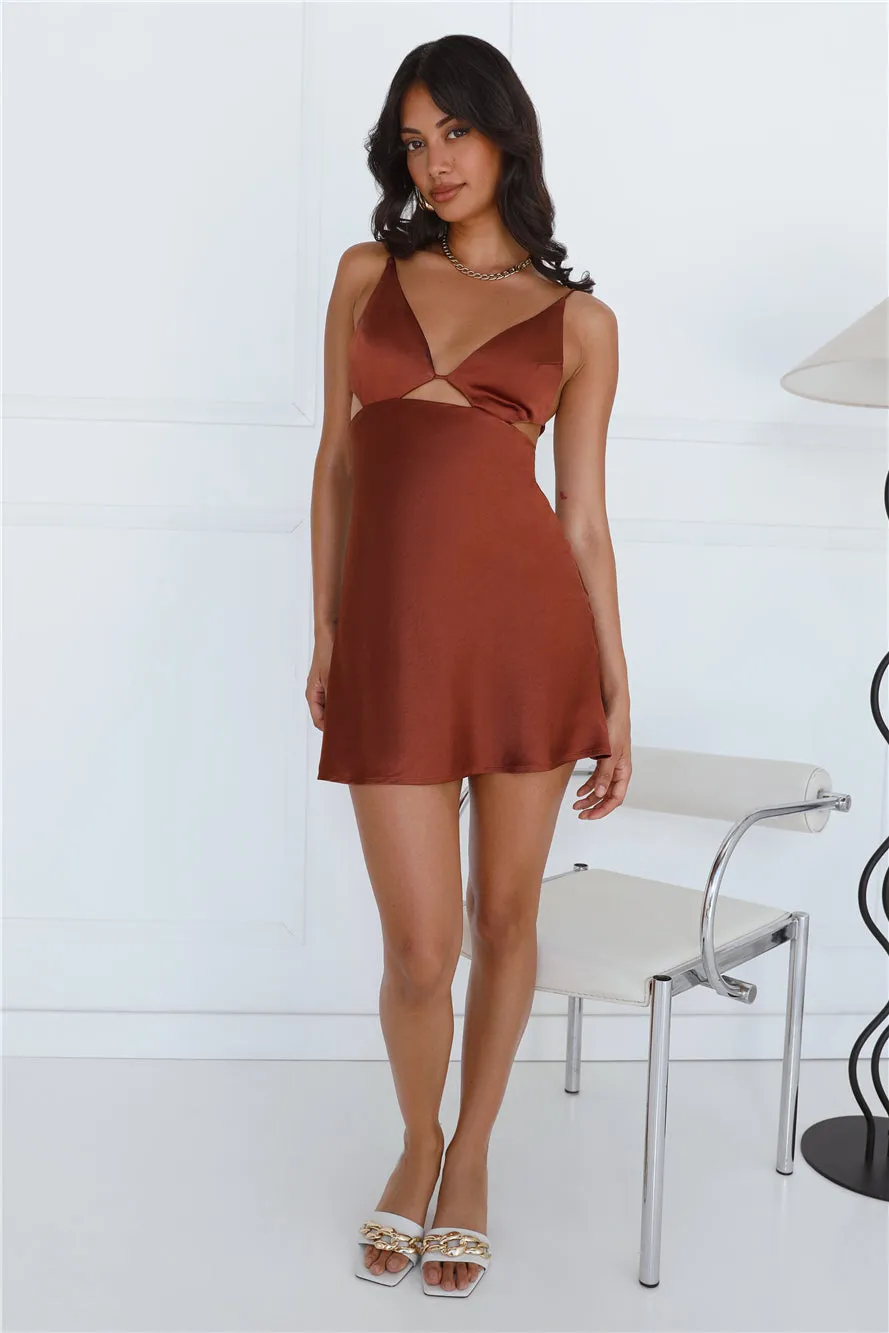 Silky Delight Satin Mini Dress Rust sold by Hello Molly product image thumbnail 4