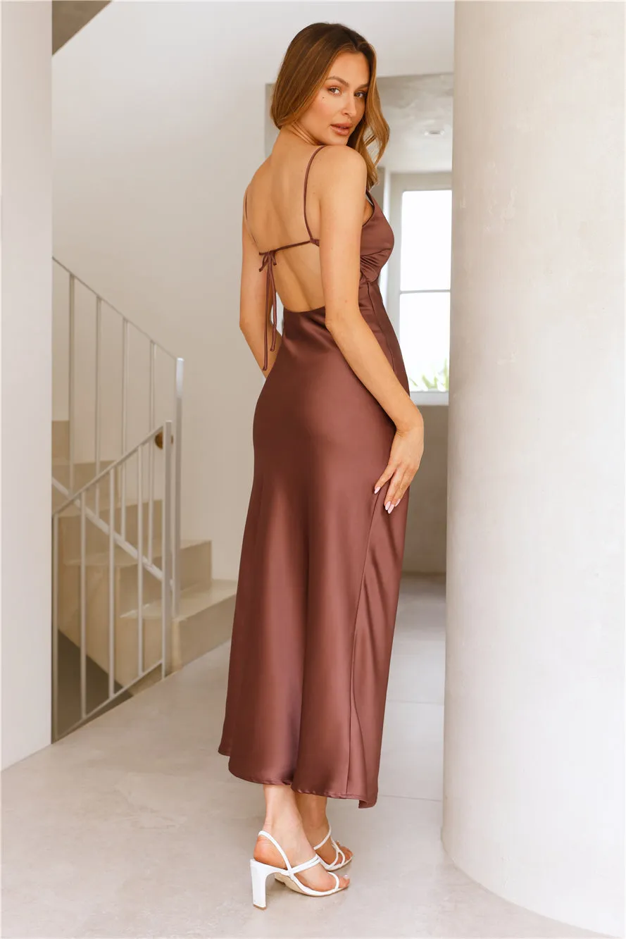 Chic 'Fit Slip Satin Maxi Dress Brown sold by Hello Molly product image thumbnail 4