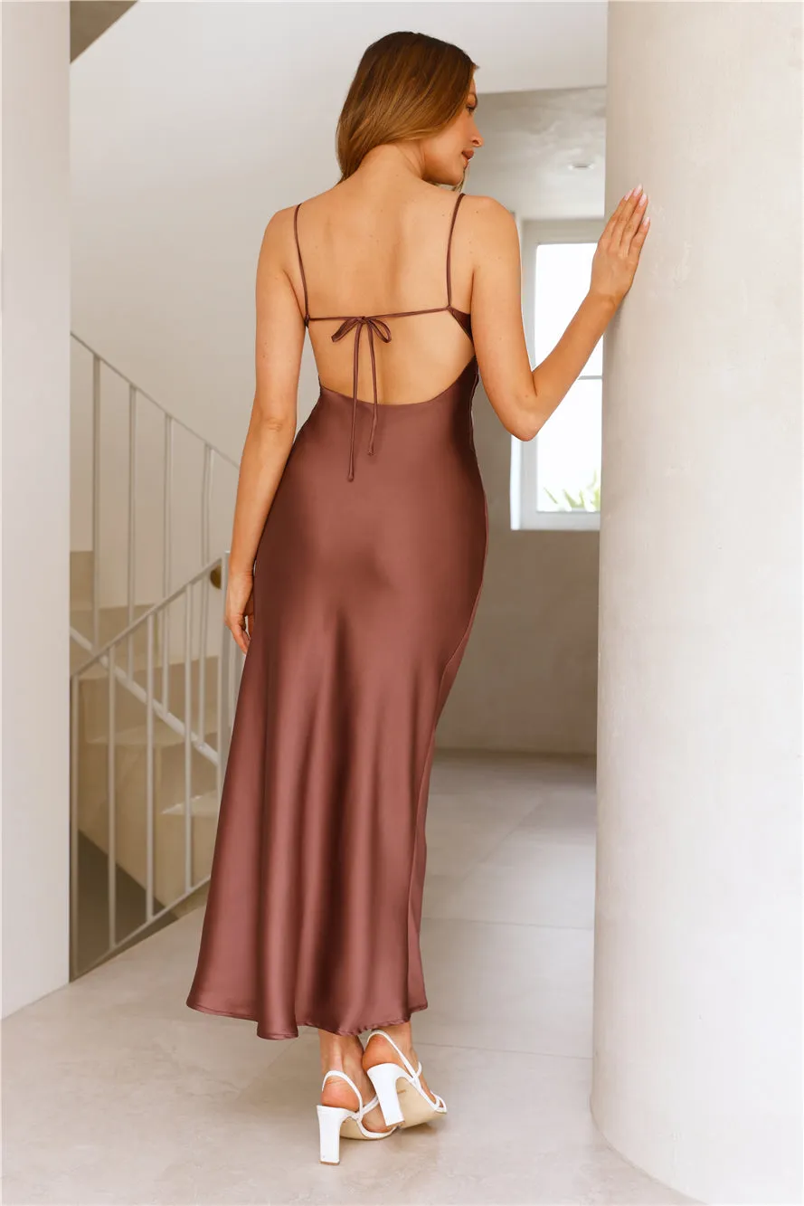 Chic 'Fit Slip Satin Maxi Dress Brown sold by Hello Molly product image thumbnail 5