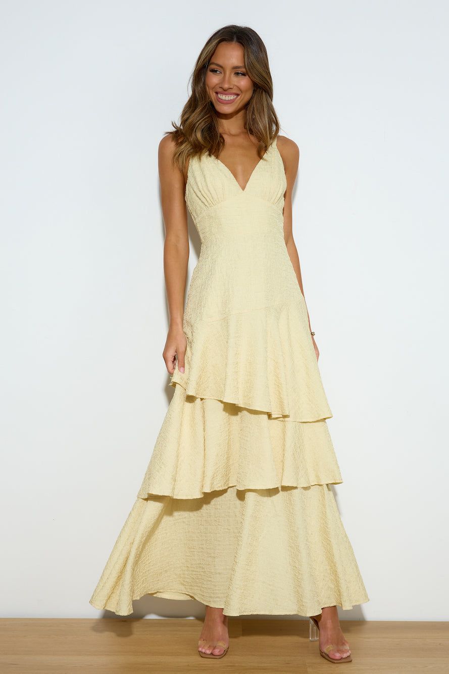 Red Carpet Entrance Maxi Dress Lemon sold by Hello Molly