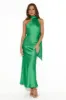 Glistening Star Satin Maxi Dress Green sold by Hello Molly