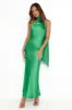 Glistening Star Satin Maxi Dress Green sold by Hello Molly