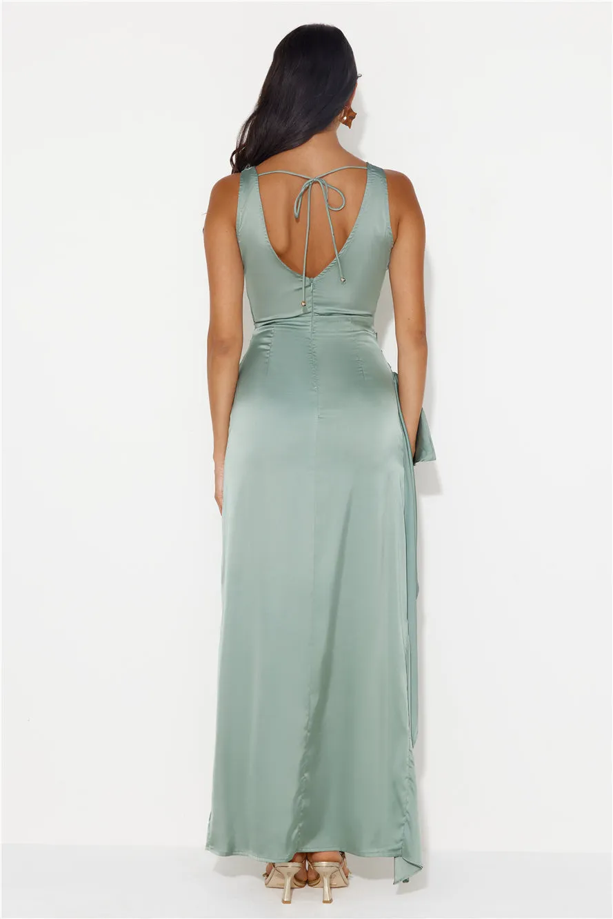 Stars Of Luxury Satin Maxi Dress Sage sold by Hello Molly product image thumbnail 5